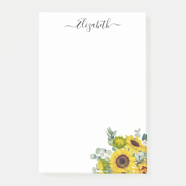 Post-it® Aquarelle moderne personnalisée Tournesol jaune (Devant)