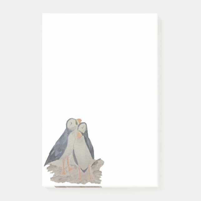 Post-it® Aquarelle Oiseaux Animal Art Cute Puffins (Devant)
