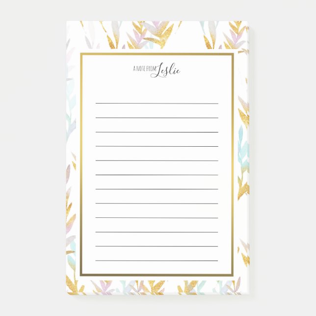 Post-it® Aquarelle Or & Bleu Feuille Une Note Du Bloc-Notes (Devant)