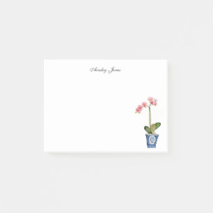 Post-it® Aquarelle Orchidée rose en pot bleu