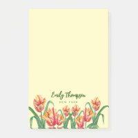 Aquarelle Parrot Jaune Tulipes Art Floral