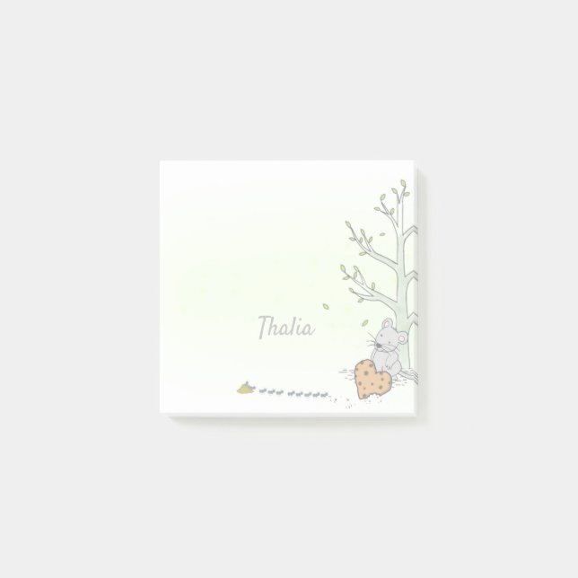 Post-it® Aquarelle personnalisée de la souris Coupe jaune N (Devant)