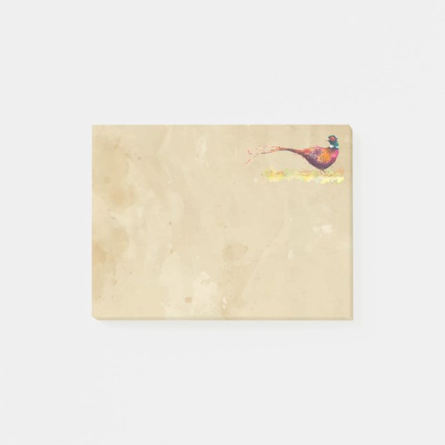 Post-it® Aquarelle Pheasant Jeu Oiseau Faune Nature Art (Devant)