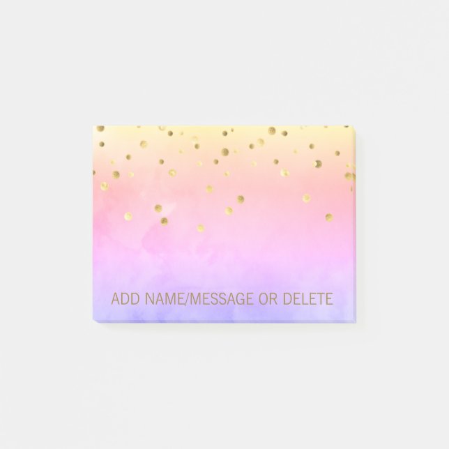 Post-it® Aquarelle Rainbow personnalisée Faux Gold Foil (Devant)