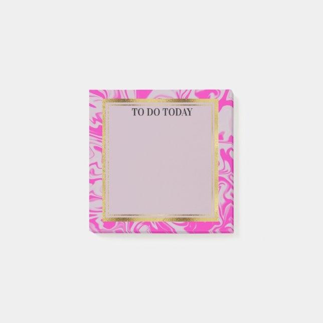 Post-it® Aquarelle rose chaud personnalisée en marbre 3x3 (Devant)