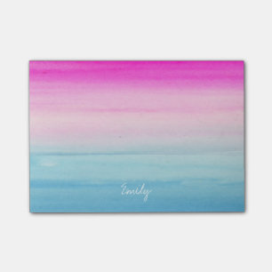 Post-it® Aquarelle rose et bleue d'Ombre personnalisée