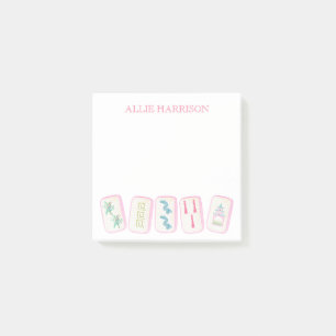 Post-it® Aquarelle rose et vert Mahjong Carreaux Personnali