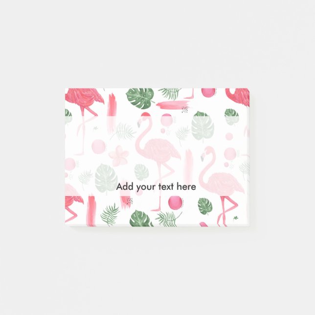 Post-it® Aquarelle rose pâle, flamant flamand tropical (Devant)