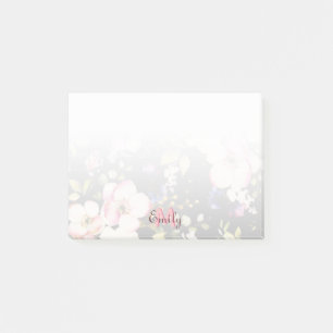 Post-it® Aquarelle rose Roses jaunes sur noir, Monogramme