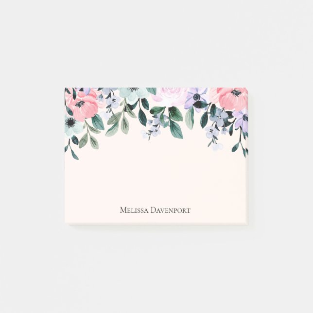 Post-it® Aquarelle rose violet et verte (Devant)