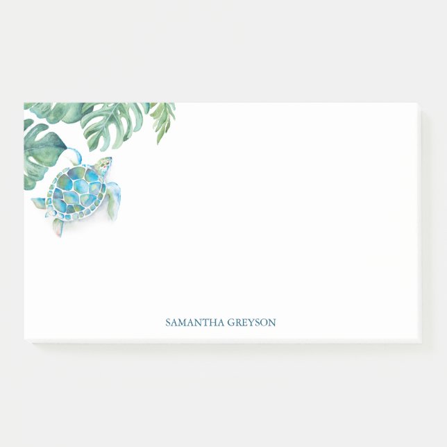 Post-it® Aquarelle Tortue de mer Vert tropical (Devant)