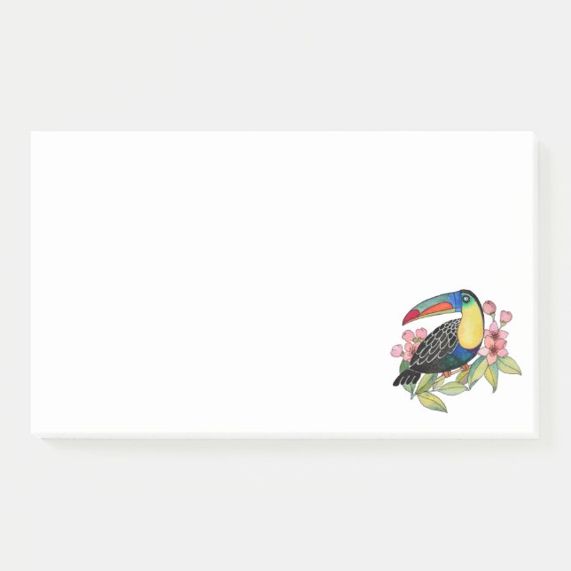 Post-it® Aquarelle Toucan Bird Avec Fleurs (Devant)