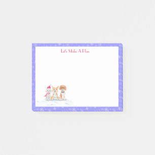 Post-it® Aquarelle Trois Chiens Mignons Prêt Pour Noël