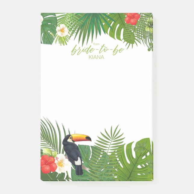 Post-it® Aquarelle Tropical Bride-to-Be Green ID577 (Devant)