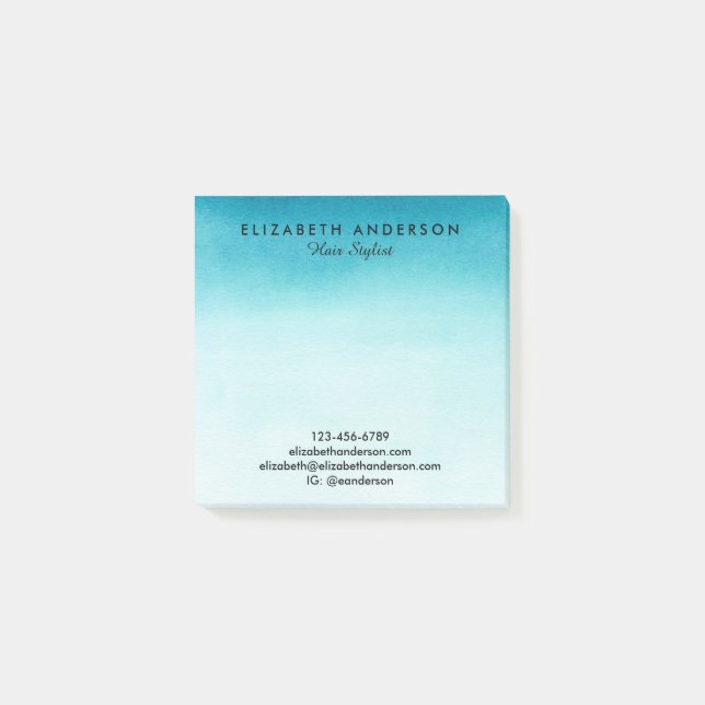 Post-it® Aquarelle turquoise notes commerciales post-it (Devant)