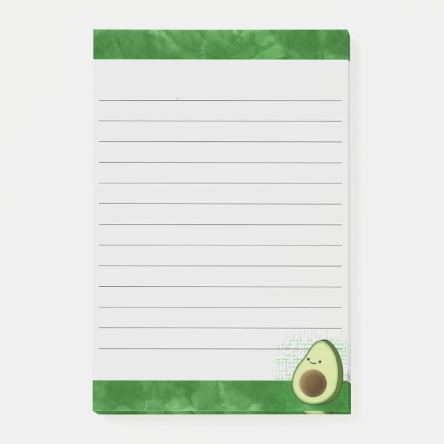 Post-it® Aquarelle vert d'Avocado mignonne Arrière - plan (Devant)
