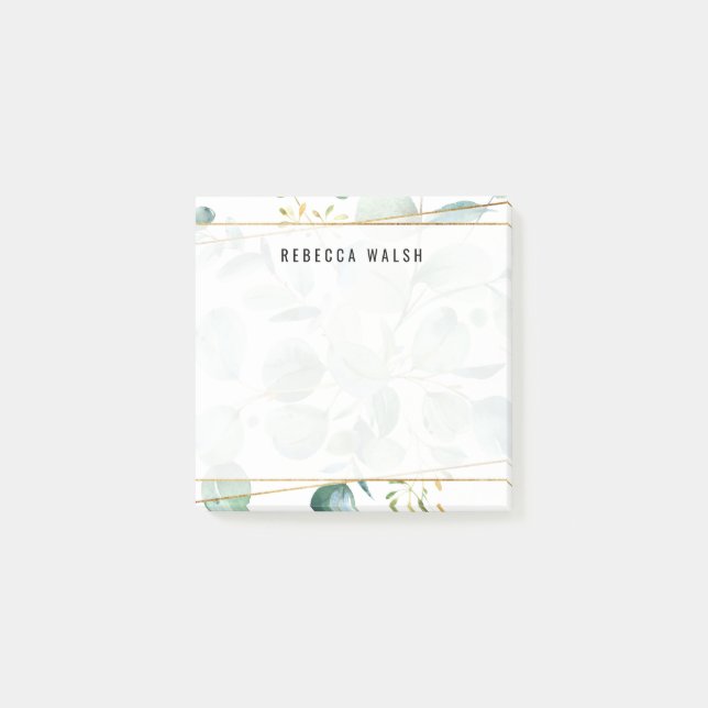 Post-it® Aquarelle Vert Feuille Faux Gold Stripes (Devant)