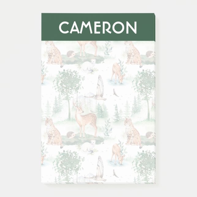 Post-it® Aquarelle Woodland Baby Motif animal (Devant)
