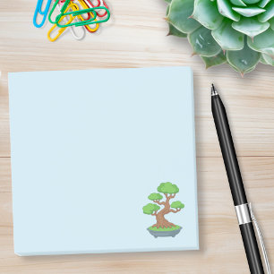 Post-it® Arbre Bonsaï Japonais Tordu sur Fond Bleu