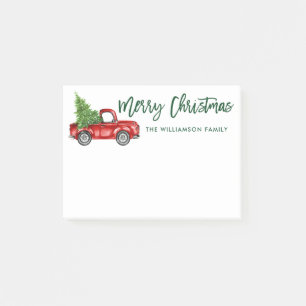 Post-it® Arbre de Noël vintage de camion de manuscrit vert