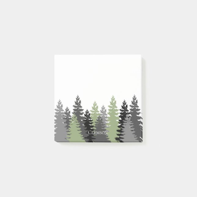 Post-it® Arbres À feuillage persistant gris et vert Élégant (Devant)