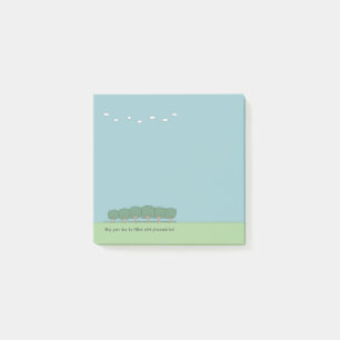 Post-it® Arbres et nuages dans un paysage amusant 3 x 3