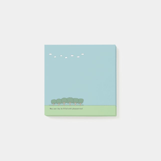 Post-it® Arbres et nuages dans un paysage amusant 3 x 3 (Devant)