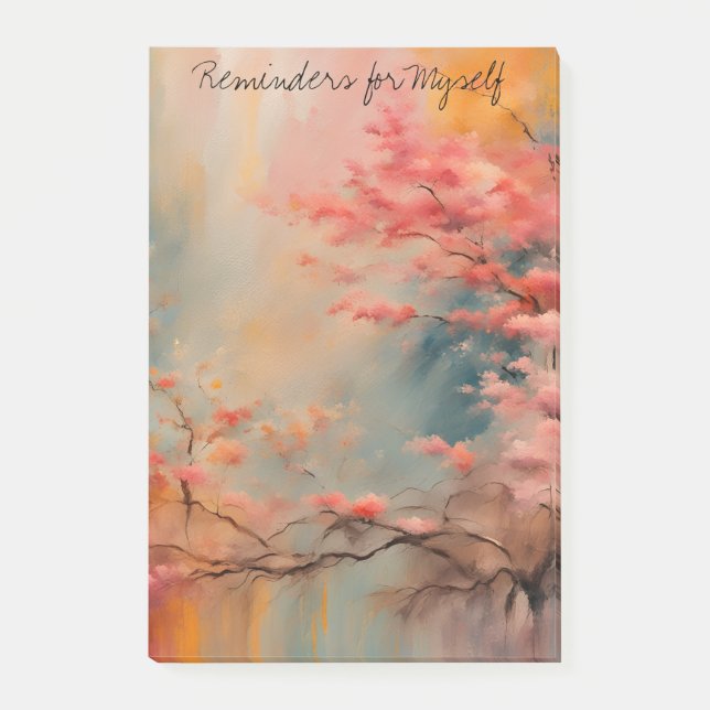 Post-it® Arbres roses Abstraits en fleurs Paysage Wabi-Sabi (Devant)