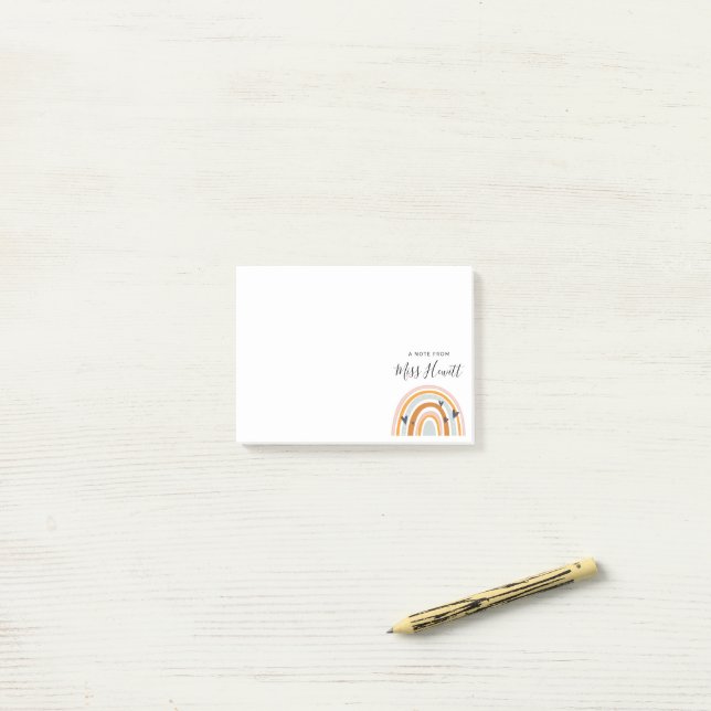 Post-it® Arc-en-ciel professeur de coeur d'amour Post-it No (Sur un bureau)