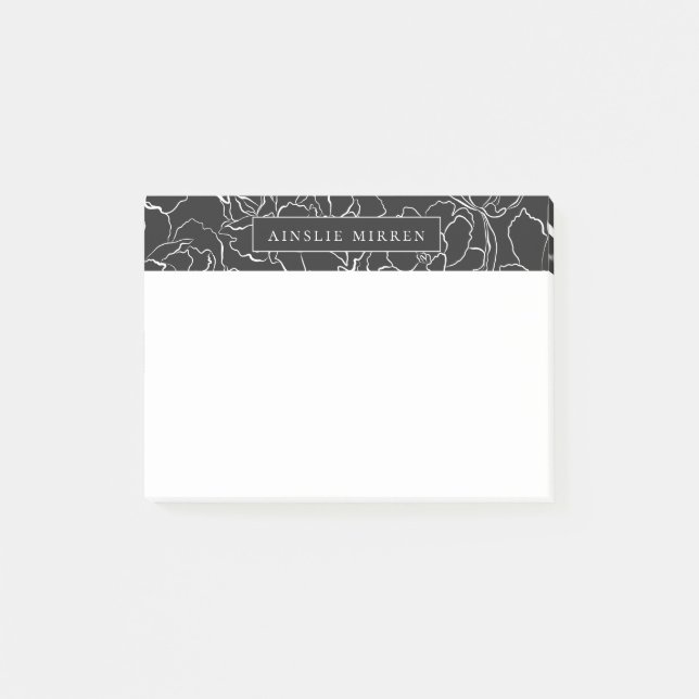 Post-it® Ardoise noire Simply Floral Personnalisée (Devant)