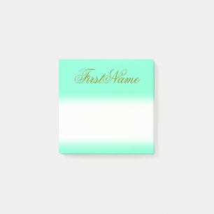 Post-it® Arrière - plan aquamarine minimaliste et nom vert