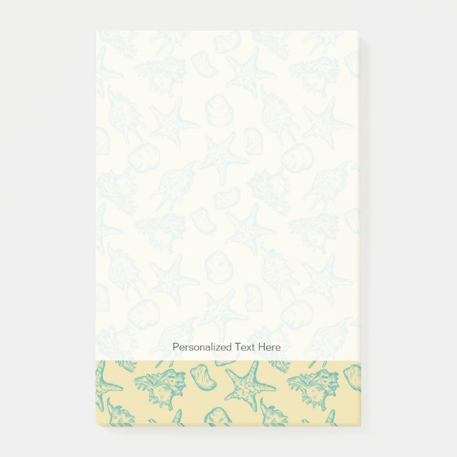 Post-it® Arrière - plan avec des coquillages. Main tirée 2 (Devant)