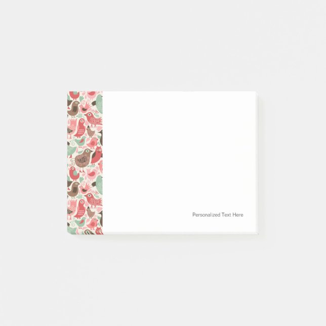 Post-it® arrière - plan avec les oiseaux mignons (Devant)
