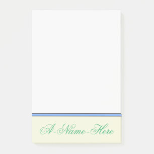 Post-it® Arrière - plan beige avec vert de mer Nom éléga
