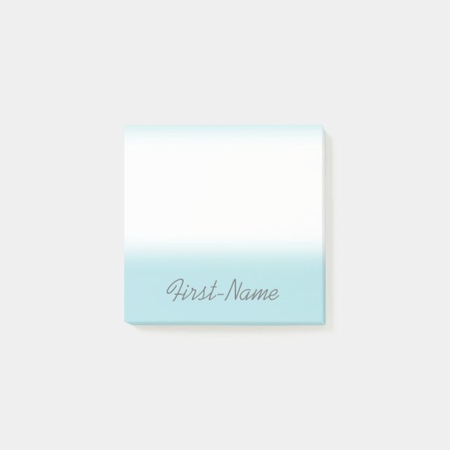 Post-it® Arrière - plan bleu poudreux de base avec nom gris (Devant)