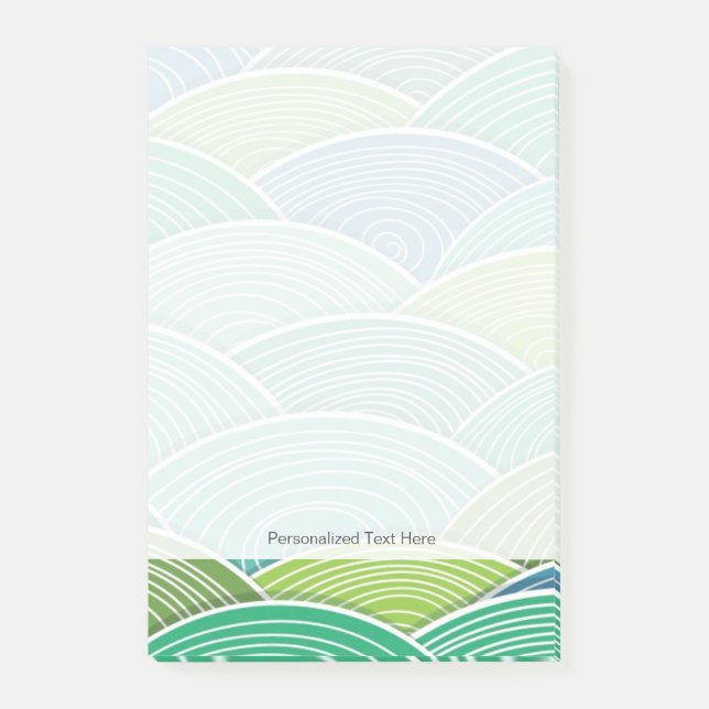 Post-it® Arrière - plan de vagues vertes abstraites courbée (Devant)