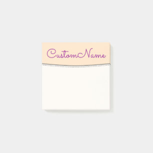 Post-it® Arrière - plan minimal de bisque et nom magenta