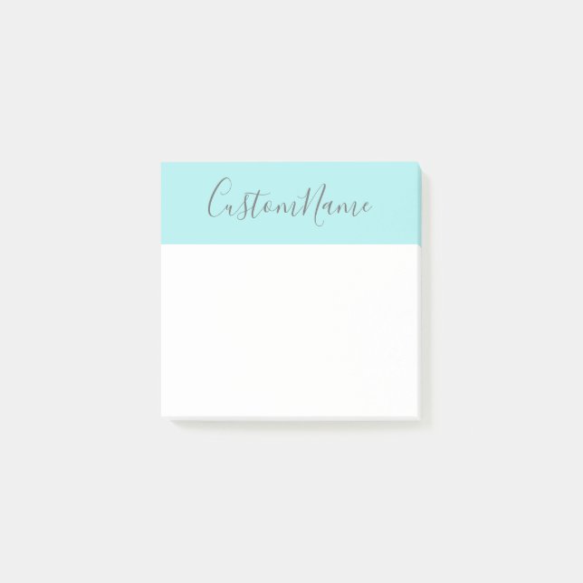 Post-it® Arrière - plan simple de turquoise et faible nom (Devant)