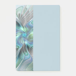Post-it® Art abstrait papillon bleu vert fantasy fractal