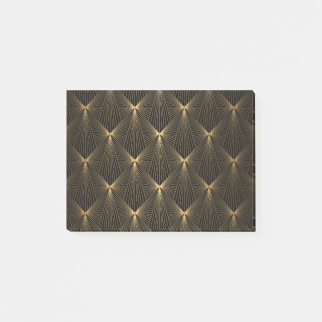 Post-it® Art déco, or noir, chic, élégant, motif, classe, (Devant)