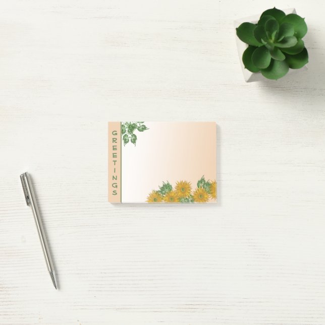 Post-it® Art Floral Rustique | Fleurs d'or et Feuilles (Bureau)