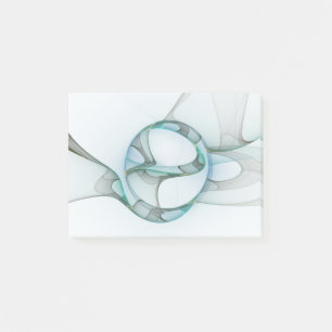 Post-it® Art fractal abstrait moderne bleu turquoise gris