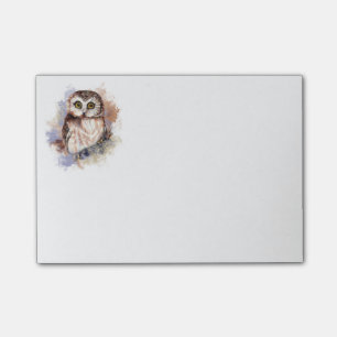 Post-it® Art mignon de nature d'oiseau de hibou d'aquarelle