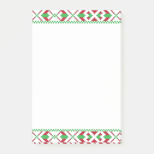Post-it® Art populaire ethnique letton vert et rouge tribal