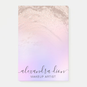 Post-it® Artiste rose de maquillage en marbre parties scint