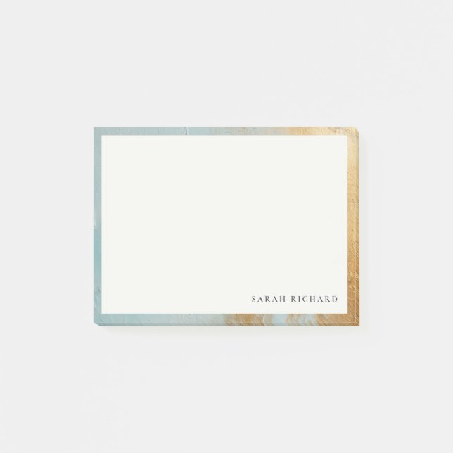 Post-it® Artistique classique Aqua Blue Gold Paint Texture (Devant)