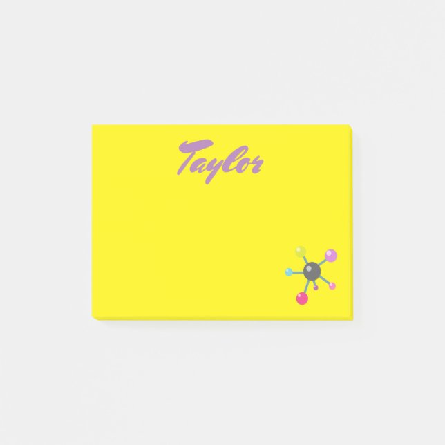 Post-it® Atomes sur l'arrière - plan jaune (Devant)