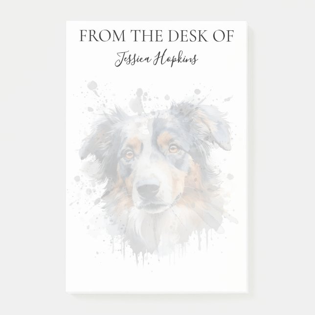 Post-it® Australian Shepherd Lover Monogrammed Dog (Devant)
