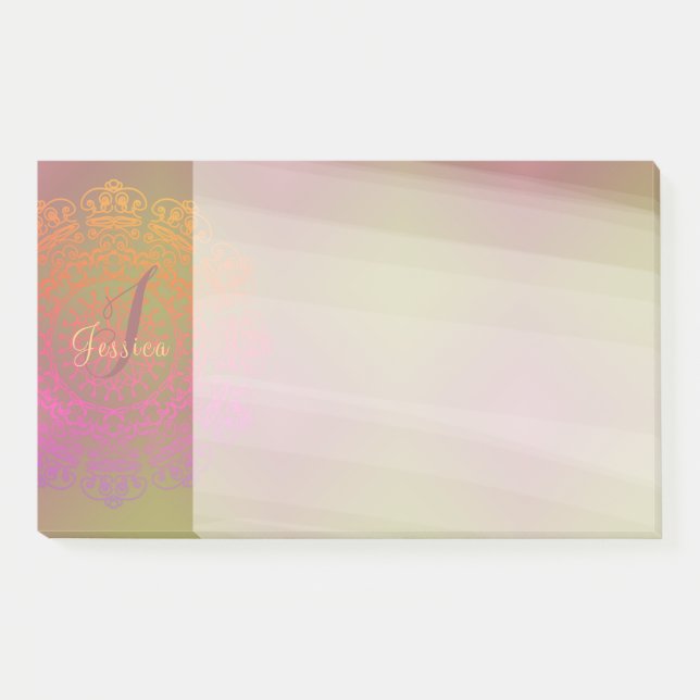 Post-it® Automne en hiver Mandala Monogram Post-It Notes (Devant)