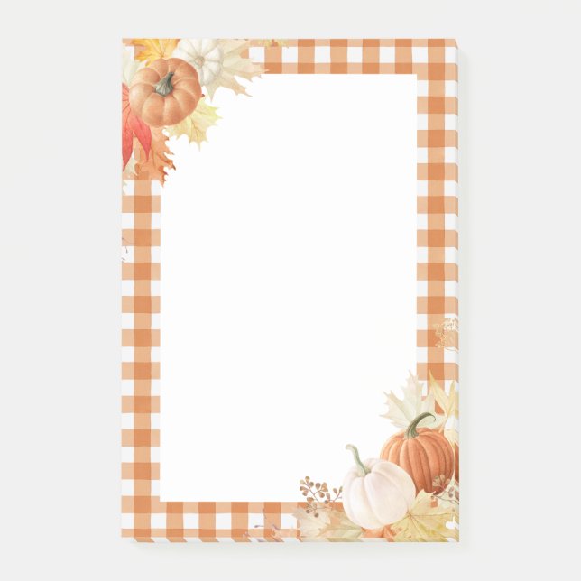 Post-it® Automne Ferme Rustique Plaid Orange Buffalo Check (Devant)